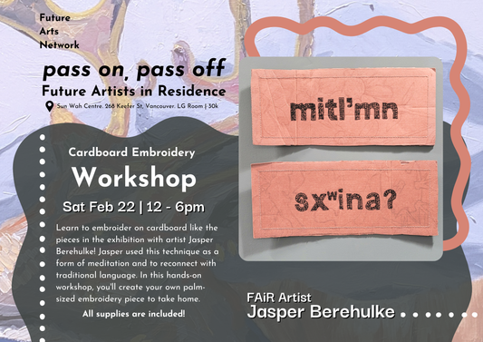 Cardboard Embroidery Workshop with Jasper Berehulke